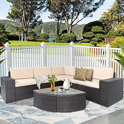SUNCROWN 6Piece Outdoor Sectional Patio Sofa Furniture Set, All