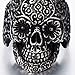Stainless Steel Mens Gothic Biker Jewelry Sugar Skull Ring Oxidized Black 29mm(9a)