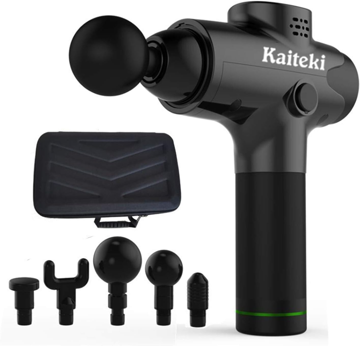 Massage Gun Back Massager - Kaiteki Deep Tissue Percussion Muscle Massager for Pain Fatigue Relief, Handheld Electric Body Massager Sports Drill Portable Super Quiet Brushless Motor (Black): Health & Personal Care