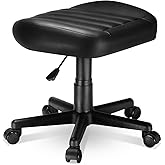 EUREKA ERGONOMIC Multi-Use Stool, Height Adjustable Swivel Rolling Stool Chair W Wheels, Ottoman Footrest for Gaming, Home Office, Black