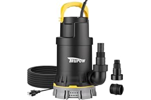 TRUPOW 1 HP Sump Pump 4000 GPH Clean/Dirty Submersible Water Pump Thermoplastic Portable Electric Utility Pump for Swimming Pool Garden Basement Tub Pond Draining