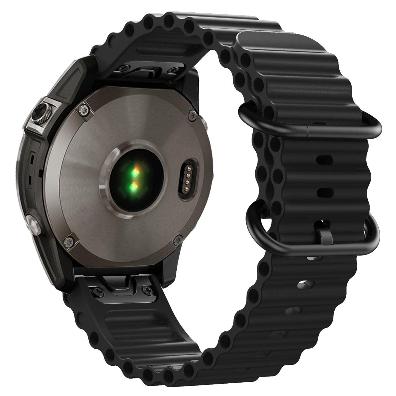 ahayo Quick Fit 22mm Silicone Watch Strap Compatible with Garmin Fenix 7/ EPIX 2/ Fenix 6 /Fenix 5/Instinct 2 Solar, Sport Soft Tubular Waterproof Wrist Bands for Forerunner 955 (Black)