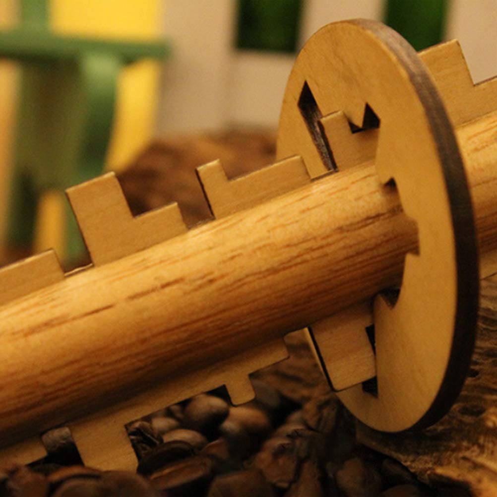 Juego de Llaves y candado de Madera para IQ Puzzle de Brain Teaser