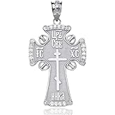 Claddagh Gold - Solid 925 Sterling Silver CZ Eastern Orthodox IC XC NIKA Cross Pendant