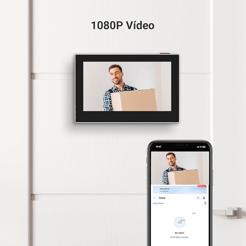 Mirilla Digital de Puerta con Pantalla a Color de 4.3'' Cámara Video Inalámbrico 1080P,Vista en Vivo146°,Batería Recargable 2200mAh,WiFi 2,4GHz,NO Detección de Movimiento,NO Visión Nocturna,CP2