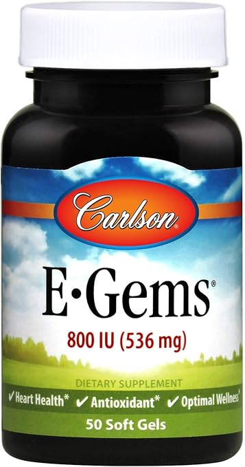 Carlson labs e-gems 800 iu, Natural vitamin e, 50 Soft Gel (088395003806)