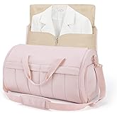 BAGSMART Garment Duffel Bag, Convertible 2-in-1 Puffy Water-Resistant Carry-On with Shoe Compartment, Light Pink