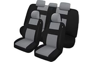 VarCozy Car Seat Covers Full Set, Breathable Cloth Front and Rear Split Bench Seat Covers for Car, Universal Cloth Seat Covers for SUV Sedan Van, Automotive Interior Covers, Airbag Compatible