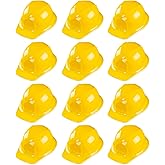 Super Z Outlet 12 Pack Yellow Construction Hard Hat Plastic Birthday Party Supplies Worker Caps Set Halloween Costume Toy