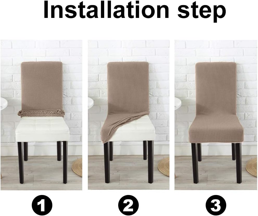 NORTHERN BROTHERS Dining Room Chair Slipcovers Dining Chair Covers Parsons Chair Slipcover Stretch Chair Covers for Dining Room Set of 4,Khaki: Home & Kitchen