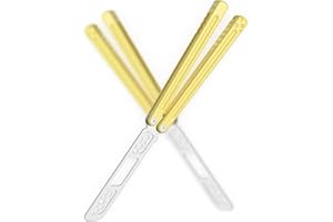 Nabalis Cheese Butterfly Knife Balisong Trainer, 6061 Aluminum, 420C Blade Material, Teflon-Coated, Public-Friendly Metal Tra