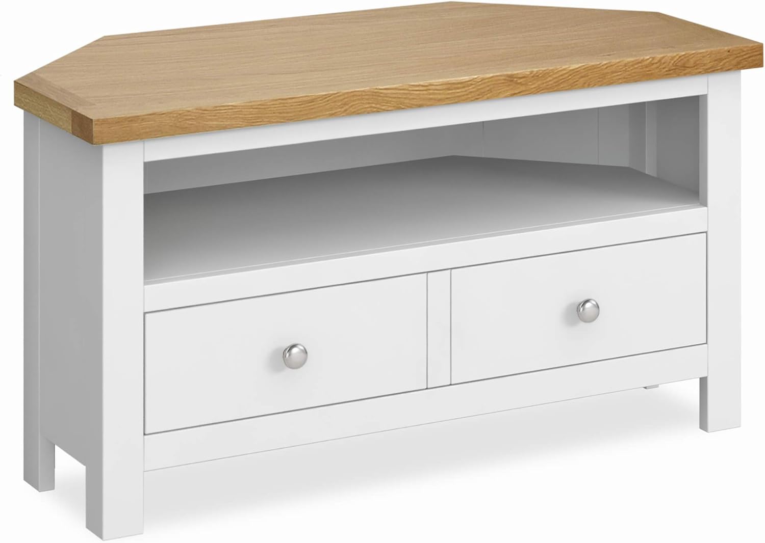 Farrow White Corner TV Unit 90 cm Painted Solid Wood Amazon.co.uk