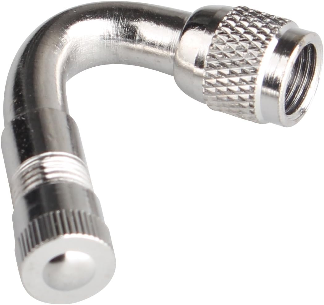 Futheda 2pcs 45 Degree Angle Valve Extenders Tire Stem Extension Wheel Adapter for Car Motorcycle Bike Truck (Silver) - Image 3