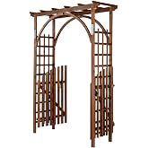 VINGLI 85in Wooden Arbor Garden Arch, Wedding Arch for Ceremony, Wood Trellis for Plant Climbing, Christmas Decor Pergola for Garden Backyard, Lawn (Wooden Brown)