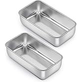 E-far Loaf Pan for Baking Bread, 9 x 5 Inch Stainless Steel Baking Loaf Pans, Metal Bakeware for Bread Meatloaf Cake Brownies, Healthy & Non Toxic, Easy Release & Dishwasher Safe - Set of 2