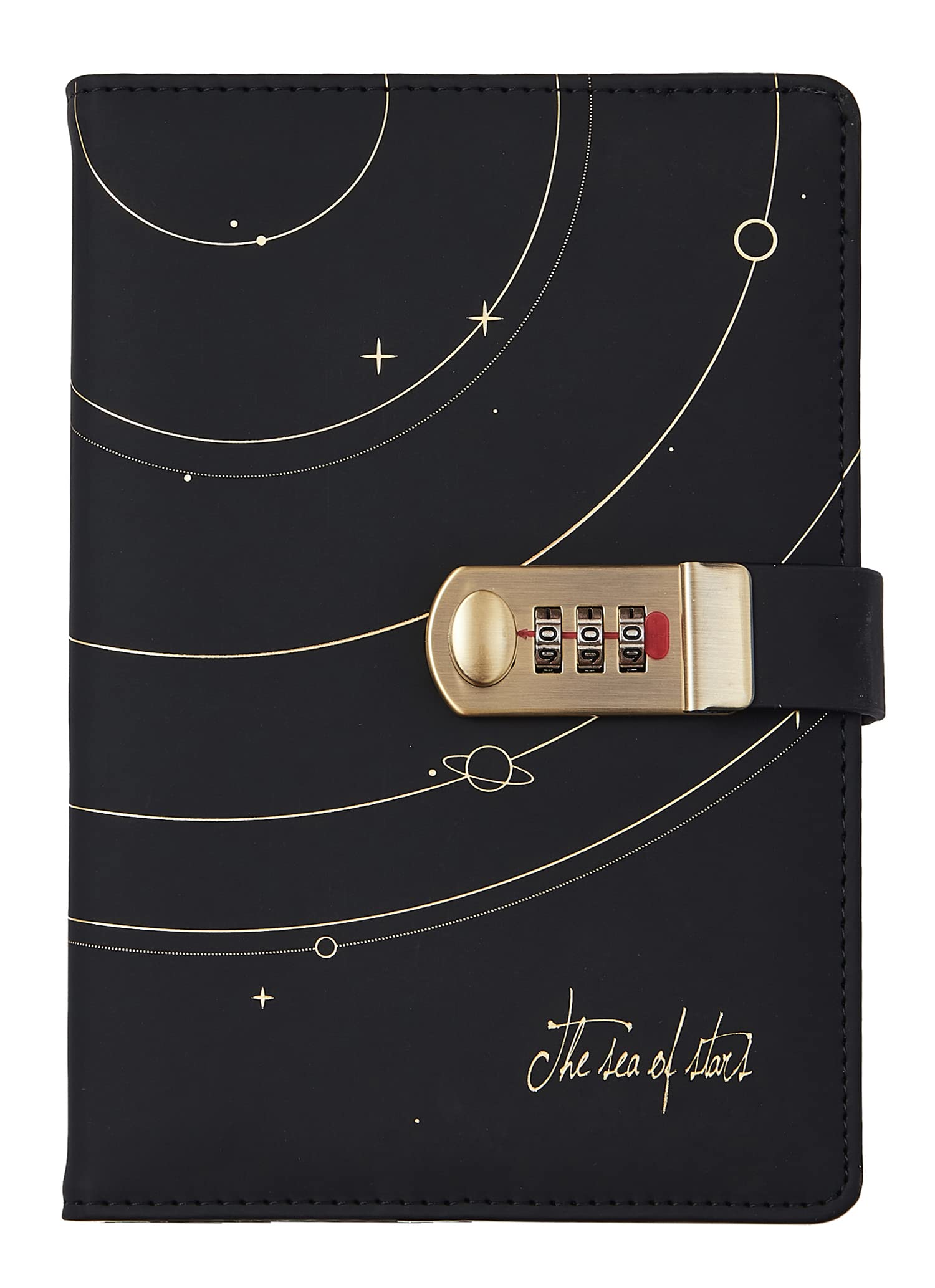 NectaRoy A5 Travel Journal with Lock(The Sea of Star), PU Leather Password Notebook, Lockable Diary Planner Agenda for Office School Supplies Student Stationery Birthday Gift, 215x145mm