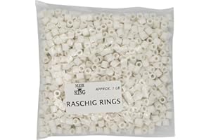 Mash King Virgin Ceramic Raschig Rings (1 lb) for Filling Distillation Columns and Enhancing Boils