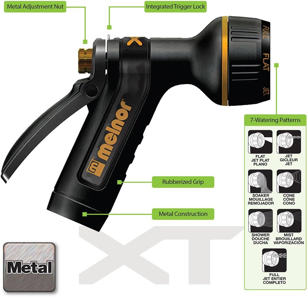 Melnor 65040-AMZ XT Metal Rear Trigger Nozzle with QuickConnect Product Adapter Set,  Bundle : Garden & Outdoor