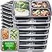 Meal Prep Containers 3 Compartment (15 Pack,32 Ounce)