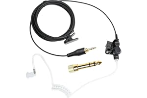 Pdflie IFB Ear Piece 3.5mm Broadcasting Headset Anchor Broadcaster in Ear Monitor Earpiece Used On Stage Camera for iPhone Android Telex Lecstronics Clear-Com Comrex (Black,1/4" Connector)