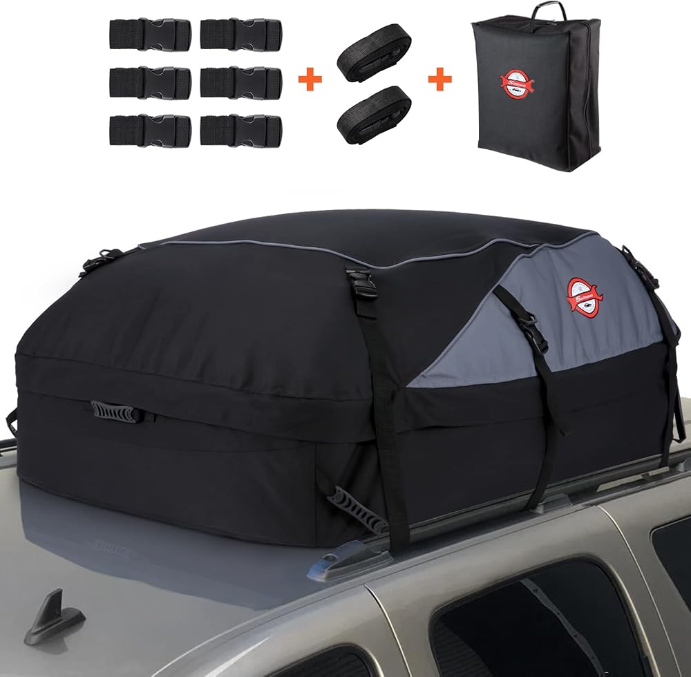 Sailnovo Car Roof Bag 20 Cubic Feet Waterproof Roof Carrier Black