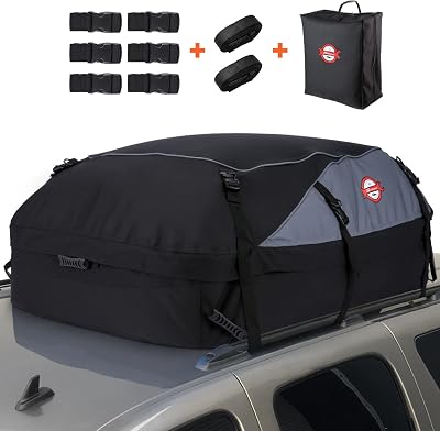 Sailnovo Car Roof Bag 20 Cubic Feet Waterproof Roof Carrier Black