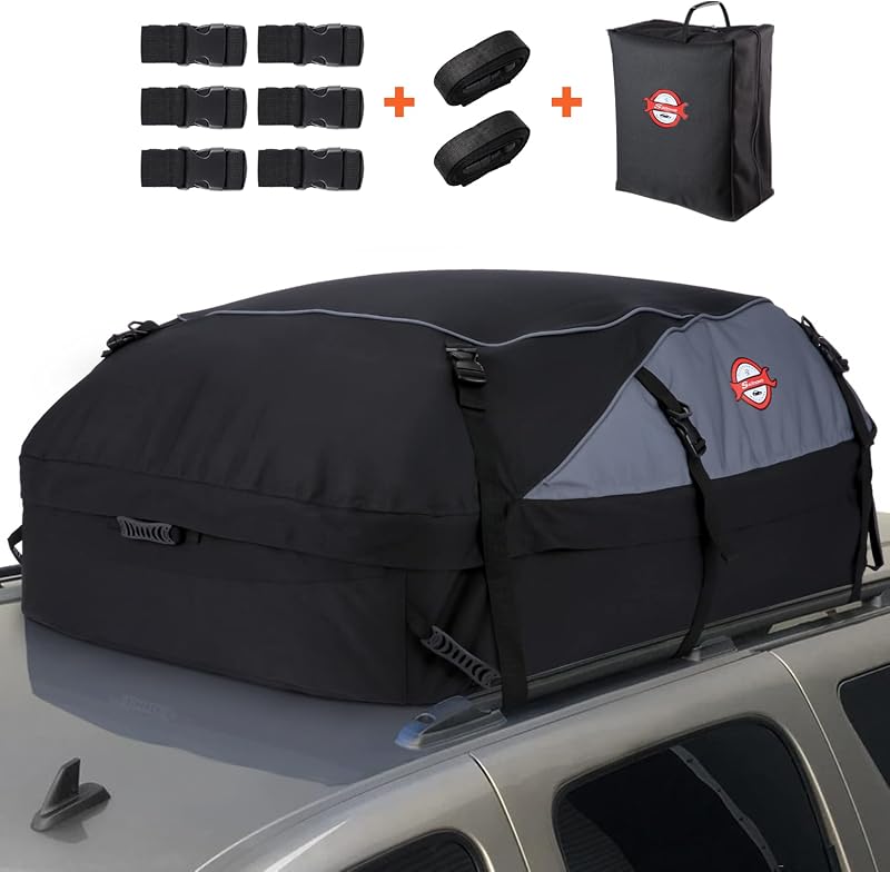 Sailnovo Car Roof Bag 20 Cubic Feet Waterproof Roof Carrier Black