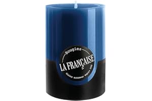 Bougies La Francaise - Pillar Candle - Made in Tunisia, Blue Color, +/- 50-Hour Burn Time - 2.76 x ‎3.94 inches