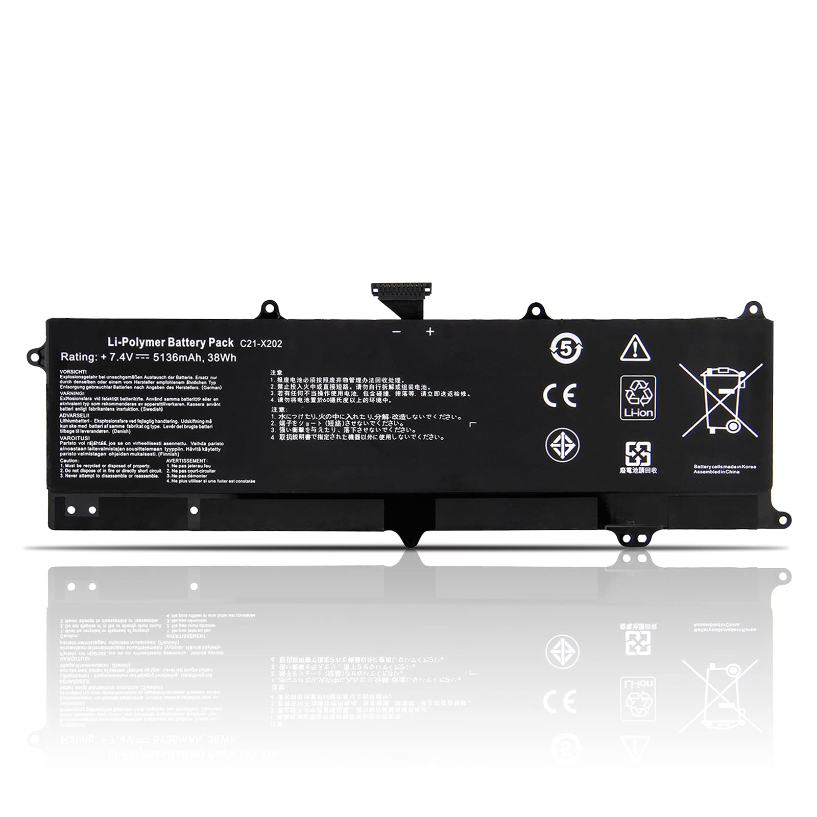 K KYUER 38Wh C21-X202 Laptop Battery for Asus VivoBook S200 S200E F201E X201 X201E X202E Q200 Q200E-BSI3T08 BHI3T45 X202E-DH31T CT009H CT001H CT006H S200E-CT158H CT157H CT216H CT182H CT185H CT282H