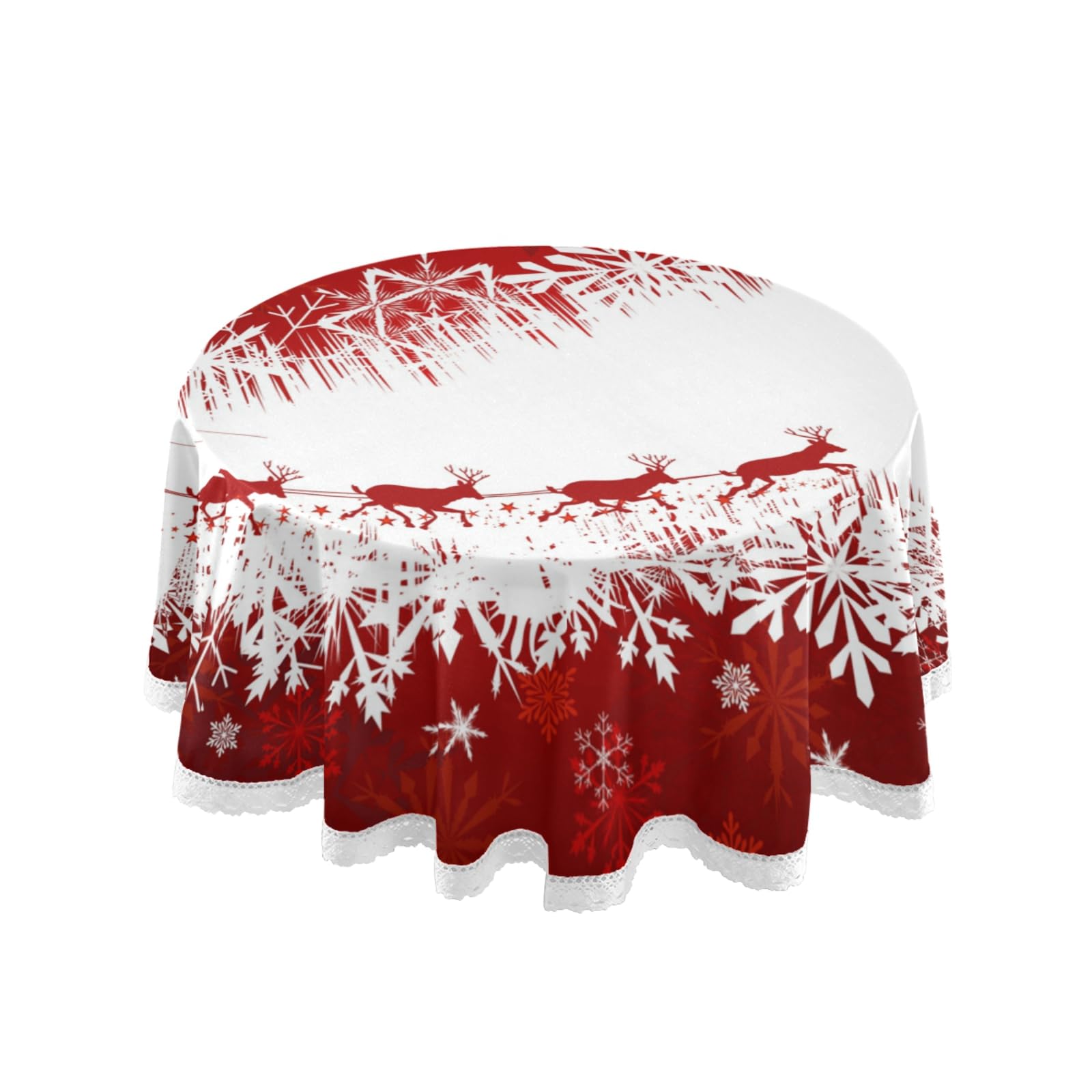 Mnsruu Christmas Round Tablecloths, Circular Table Cover Washable Polyester for Buffet Table, Parties, Holiday Dinner 60 Inch