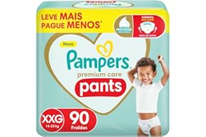 Fralda Pampers Premium Care Pants Tamanho XXG, Fácil de Vestir, 90 Unidades
