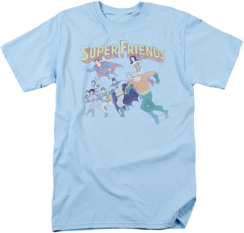 DC Comics Men's Super Friends Classic T-shirt XXX-Large Light Blue