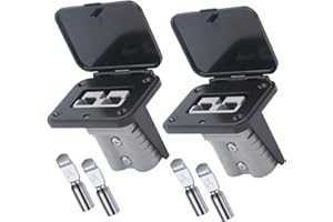 Ambuker 120 Amp Anderson Plug Connector Battery Quick Connect/Disconnect Connector Kit Mounting Panel with Cover for Automobiles Winches Lifts Motors(Gray 2pcs)
