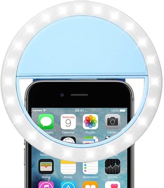 importado lampara aro con luz led para celular con clip y o selfie azul
