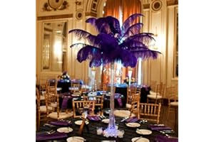 LONDGEN 5pcs Ostrich Feathers 16-18inch(40-45cm) for Wedding Party Centerpieces Halloween Christmas Home Decorations (Purple)