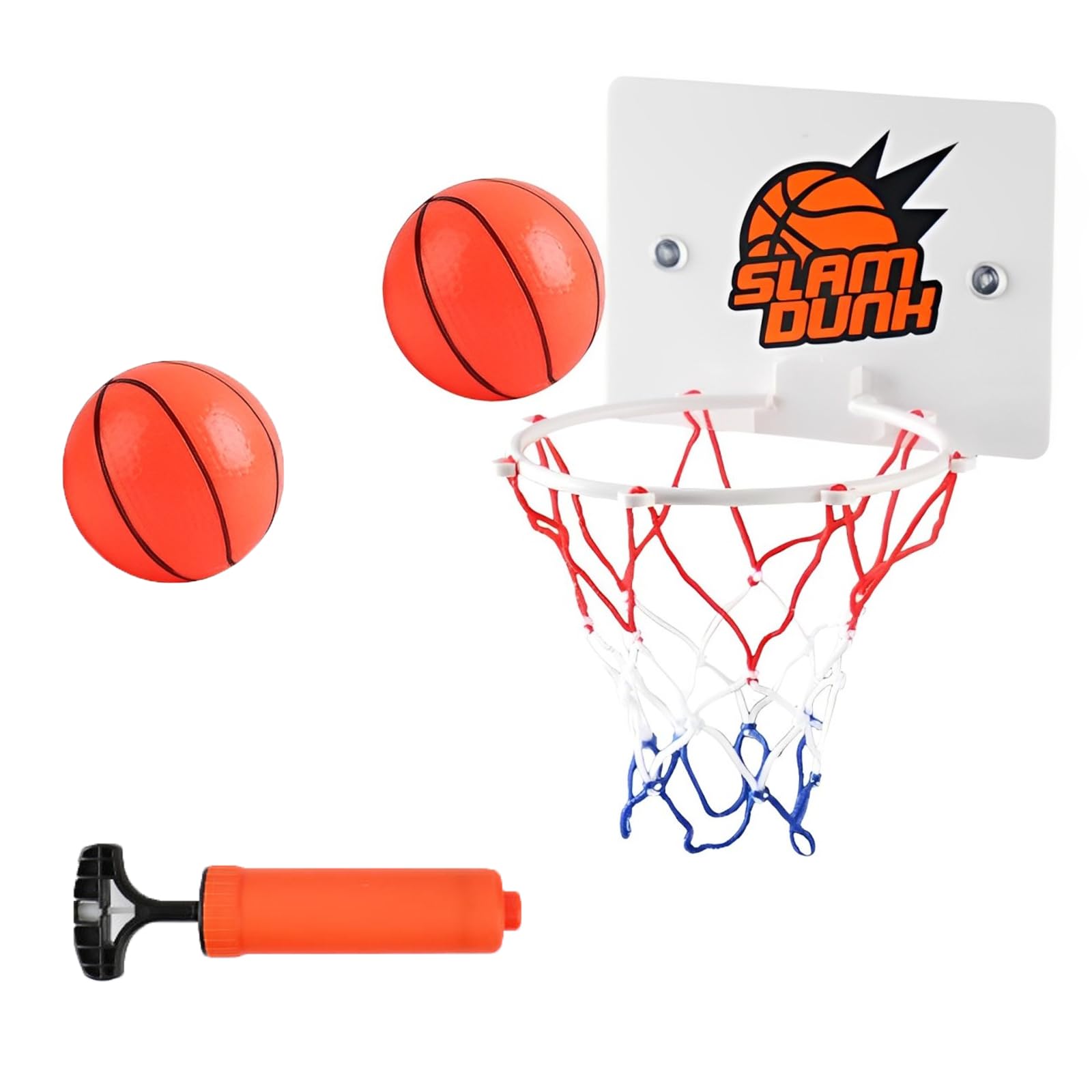 4 Pcs Mini Basketball Set for Door, Indoor Hoop With Sucker, Small Ball and Pump - Desktop and Bathroom Game for Kids