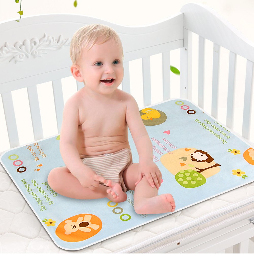 OOCOME Baby Pad Urine Pad Bed Pad 100% Pure Cotton Waterproof Washable Environmental Protection Pad Baby Stroller Children Adults with Incontinence (S)