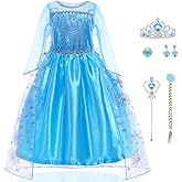 WOXVM Girls Princess Dress Deluxe Princess Costume Birthday Party Snow Princess Dress Up for Girls Halloween Cosplay Fancy Dress with Accessories