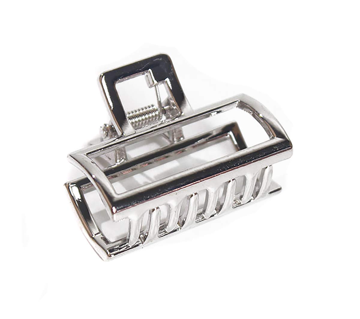 Fodattm 2PCS Girls Women Small Vintage Metal Rectangle Hair Jaw Clips Hair Clamp Ponytail Holder Hair Claw Hairpin Accessories (Silver)