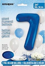 Unique Blue Number 7 Shaped Large Foil Balloon 86cm 1 Piece view 2