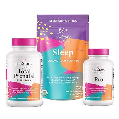 Pink Stork Pregnancy Bundle: Comprehensive Prenatal Vitamins, Sleep Tea with Melatonin Aid + Probiotics, Women-Owned