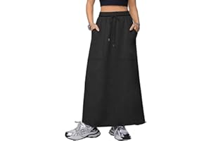 SOFIA'S CHOICE Women's Drawstring Maxi Skirt with Pockets High Waist A Line Long Skirts