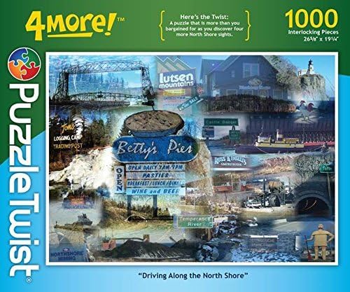 Driving Along The North Shore - 1000 Piece Jigsaw Puzzle, 4 More! Series, Unique Challenging Fun for Adults Family Kids, Made in USA