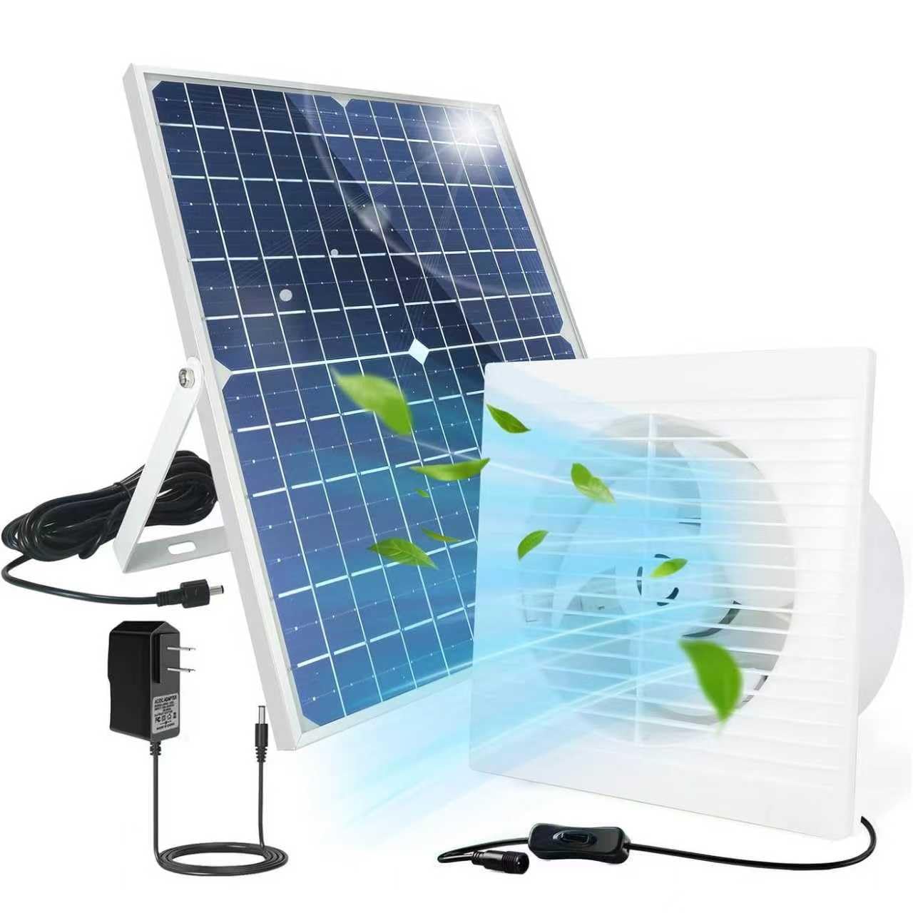 Photo 1 of Solar Exhaust Fan, 25W Waterproof Solar Panel 8 Inch Ventilation Vent Fan for Greenhouse,Chicken Coop,Shed, Garage, Attic, Barn, Workshop Outside,14.8ft Cable