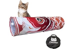 Dsumky Pet Tunnels for Indoor Cats, Collapsible Tube for Kittens & Large Felines with Storage Bag, Hideaway Play Toy, Easy to Clean,10'' Dia, 36'' L,Red