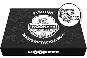 HOOK-EZE Mystery Tackle Box, Fishing Mystery Box with Bass Lures, Knot Tying Tool Kit & Multitool, Largemouth & Smallmouth Bass Fishing Baits, Fishing Gear and Equipment Perfect Fishing Gifts for Men