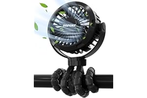 SOPOKE Mini Portable Baby Stroller Fan,3 Speed Personal Handheld Fan,Battery Operated Rechargeable 360° Flexible Tripod Cooli
