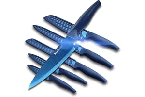 Wanbasion Sharp Kitchen Knife Set, Titanium Plating Stainless Steel Kitchen Knife Set, Professional Chef Knife Set with Sheat