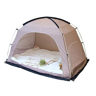 Likary Queen Size Bed Tent, Indoor Privacy Light Brown