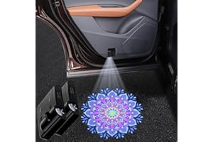 LMZLJZ 2PCS No Fade Car Door Lights,Mandala Purple Lotus Door Lights Logo Projector LED Shadow Bulb Welcome Lamp,Mandala Car Accessories Gifts for Women,Suitable for All Brands Vehicles